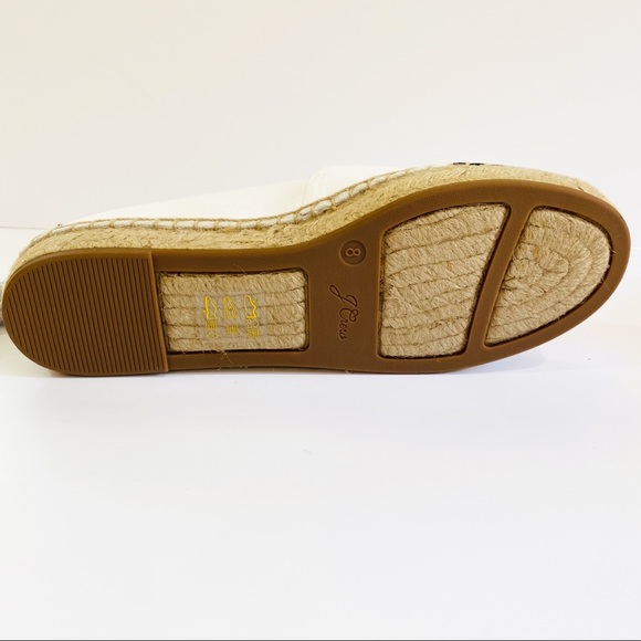 New J. Crew Canvas Espadrille Flats With Leather Cap Toe White Black Siz… - Picture 11 of 15